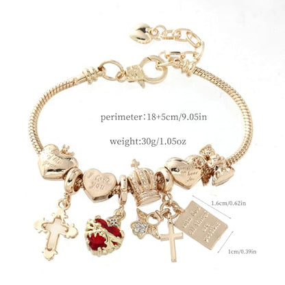 Cross bracelet for women Sacred Heart of Jesus Gold Bracelets for Women Confirmation and Baptism Gifts, Encouragement Presents for Mom Sister Daughter and Friends, Christian Jewelry | sacred heart bracelet,christian bracelet,heart bracelet for women,catho