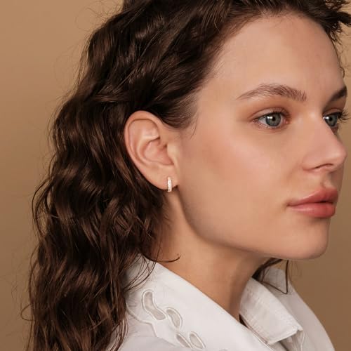PAVOI 14K Gold Plated Cubic Zirconia Huggie Hoop Earrings for Women - 925 Sterling Silver Posts Small Round Huggies Stud Earrings for Women - style: Double Layer