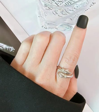 To My Daughter Hug Ring For Hope Rings, Inspirational Stainless Steel Engarved With Always With You Message Adjustable Ring for Women Non Tarnish Jewelry Gift for Her Birthday Christmas - color: CZ Alway With You