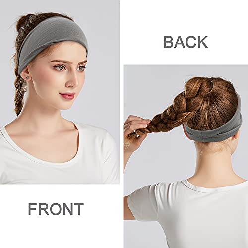 YONUF Fashion Headbands For Women Wide Headband Yoga Workout Head Bands Hair Accessories Band 6 Pack - color: Solid1