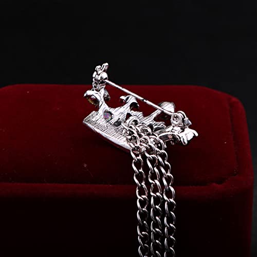 Collar Chain Pin for Men and Women - Hanging Tassel Brooch Lapel Pin for Business Suits - Bar Pin With Long Chain - Gifts - color: H: crown black