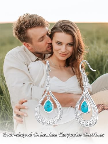 Dorunmo s925 Sterling Silver Western Dangle Drop Earrings Birthday Jewelry Gifts for Women - style: Boho B