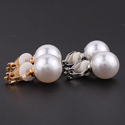 1-5 Pairs Pearl Clip on Earrings for Women Non Piercing Earrings Set Hypo-Allergenic Earrings - color: 4 Pairs White Clip-ons