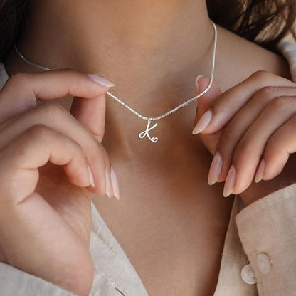 Initial Necklaces for Women Trendy, Dainty Silver Letter Necklace Cute Pendant Choker Name Necklace Personalized Costume Monogram Silver Jewelry Necklace for Women Valentines Gifts - color: Silver, style: W