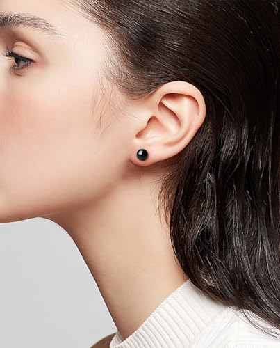 3/4/5/6/8/10/11mm Black Pearl Stud Earrings for Women - 925 Sterling Silver Hypoallergenic Earrings Jewelry Gift - size: 7 mm