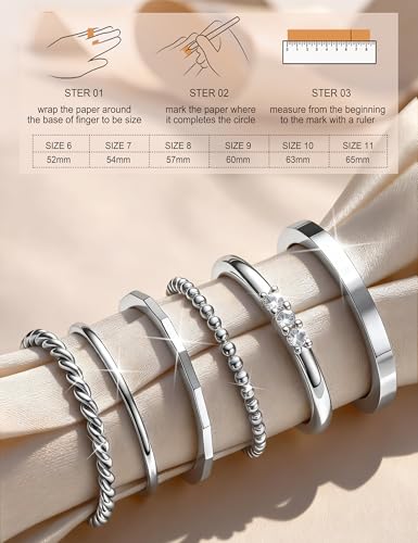 FIBO STEEL 14K Gold Plated Stackable Rings for Women Non Tarnish - Dainty Rings Cubic Zirconia Thin Ring Set Minimalist Thumb Stacking Ring Size 5-11 - size: SIZE 7