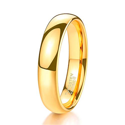 TRUMIUM 2mm 4mm 6mm 8mm Tungsten Wedding Band Ring for Men Women Silver/Rose Gold Plated/Rainbow/Gold Plated Domed High Polish Engagement Promise Rings Comfort Fit 4-15 - color: 6mm 24k gold plated