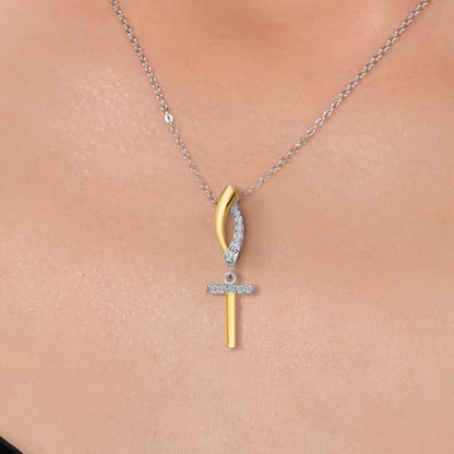 Gem Stone King Initial Pendant Necklace Letter A to Z Alphabet | 10K Yellow Gold and 925 Sterling Silver | White Lab Grown Diamond | Gift Women Mother's Day Wife Mom Girlfriend Anniversary Birthday | - style: Initial T
