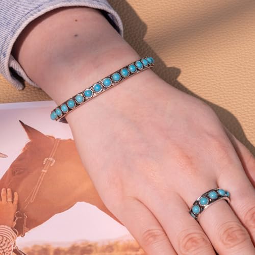 Montana West Rustic Couture's Bohemian Turquoise Cuff Bangle Bracelets for Women Cowgirl - color: Bright Turquoise