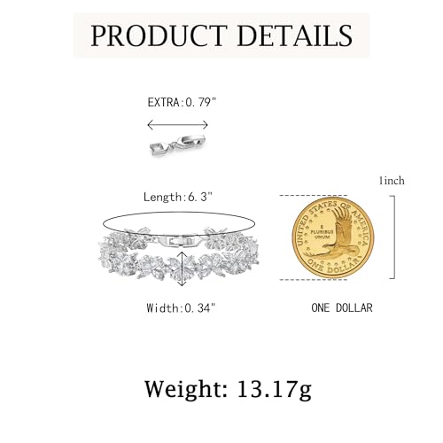 Crysdue Marquise Teardrop Cubic Zirconia Wedding Bridal & Prom Tennis Bracelets for Brides Bridesmaids, Silver/Gold/Rose Gold Plated Bracelet Gifts for Women - style: K_silver