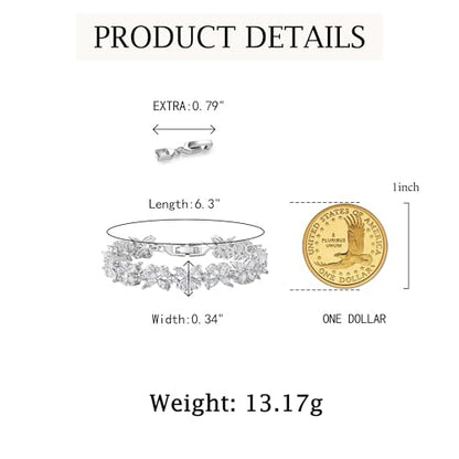 Crysdue Marquise Teardrop Cubic Zirconia Wedding Bridal & Prom Tennis Bracelets for Brides Bridesmaids, Silver/Gold/Rose Gold Plated Bracelet Gifts for Women - style: K_silver