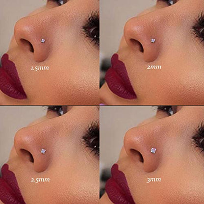 18G 20G 22G Nose Rings Studs 316L Surgical Steel Straight Screw L Shaped Nose Studs for Women Men CZ Opal Size 1.5mm 2mm 2.5mm 3mm - color: 18G-Screw-Opal/CZ 1.5mm