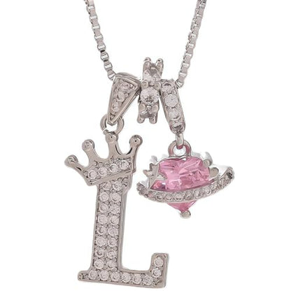 18K Gold & Silver Plated Initial Necklaces for Women - color: L-Silver