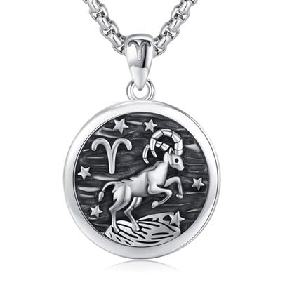 925 Sterling Silver Zodiac Constellation Necklaces for Men Women | Retro,Daily,Birthday, Graduation,Horoscope,Zodiac Sign,Hypoallergenic,with Jewelry Box - style: 3-Aries (A-Retro Mar.21-Apr.19)