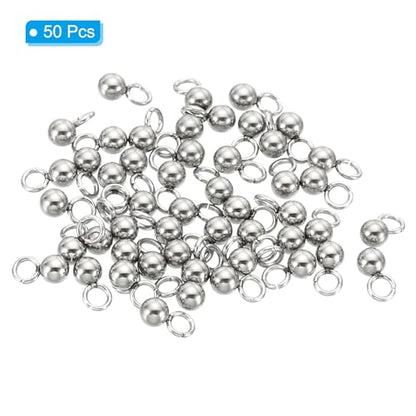 PATIKIL 50pcs Steel Bead Charm, Stainless Steel Ball Bracelet Charm Pendants Metal Round Beads Small Bulk for Jewelry Making - color: Silver Tone, size: 3mm