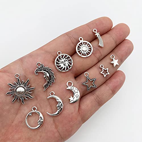 Jongdari Mixed Sun Moon Star Charm, Wholesale Jewelry Charms Craft Supplies, Celestial Charms Pendants for Jewelry Making and DIY Necklace Bracelet