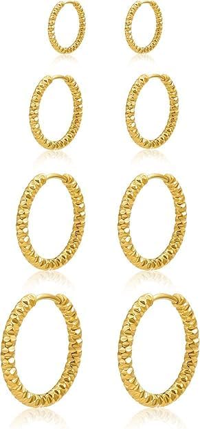 Surgical Steel Small Gold Huggie Hoop Earrings for Women Hypoallergenic - color: E-14K Glod Plated