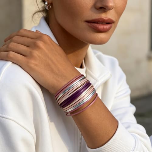 hotoo Leather Wrap Bracelet for Women - color: Pinkish purple