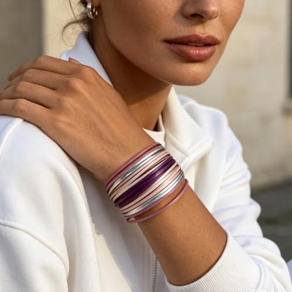 hotoo Leather Wrap Bracelet for Women - color: Pinkish purple