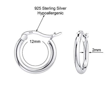 Savlano 925 Sterling silver Round Hoop Earrings for Women & Men Comes in 10MM-25MM - size: 12 Millimeters