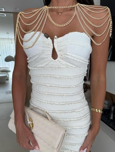 Gold Body Chain Shoulder Chain Punk Layered Arm Chain Women Tasssel Shoulder Necklace Party Nightclub Bridal Body Jewelry