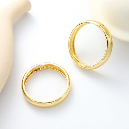2pcs Gold Bangle Bracelets for Women, Trendy Hinged Cuff Open Wide Chunky Gold Bracelet Stack Arm Cuff Jewelry for Women - color: H-Gold Bangle