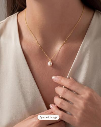 Pearl Necklaces for Women, 18K Gold Plated Dainty Simple Pendant Necklace | Elegant Birthday Bridesmaid Wedding Gifts for Women