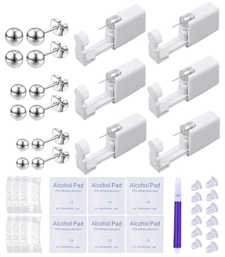 VitaCool Ear Piercing Kit Disposable Ear Piercing Gun with 2+3+4mm Stud | with Silver Ball Sterile Studs Easy and Safe Earring Self for Yourself Use at Home(Silver Ball Pattern 234mm)