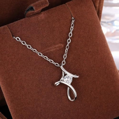 Dainty Cross Pendant Necklace Women’s Engagement Jewelry with Chic Shiny CZ - color: Silver Color