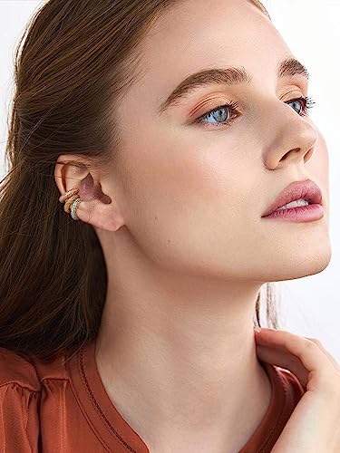 Ear Cuffs Non Piercing Aretes De Mujer Gold Chunky Earrings for Women Clip On Earrings Non Tarnish Gold Earrings Gifts Trendy Stuffers - color: 3PCS Colorful Rhinestones Ear Cuff