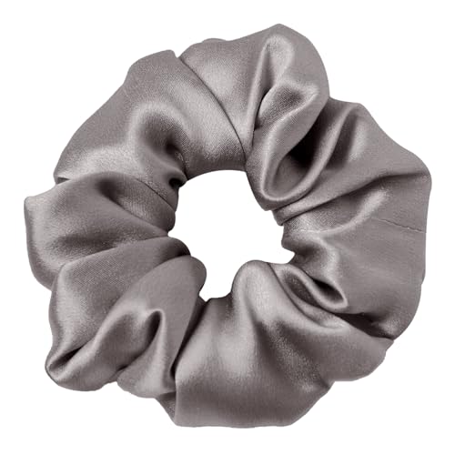 LILYSILK Silk Hair Scrunchies/Ties for Frizz & Breakage Prevention, 100% Mulberry, No Damage, Elastic ponytail Holders, 1Pc, Deep Grey - color: Deep Grey