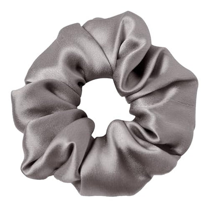 LILYSILK Silk Hair Scrunchies/Ties for Frizz & Breakage Prevention, 100% Mulberry, No Damage, Elastic ponytail Holders, 1Pc, Deep Grey - color: Deep Grey