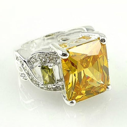 Geometric Bright Cubic Zirconia Party Statement Ring for Women | Cocktail Party, Formal Dinner, Banquet, Gala, Ceremony, Date Night, Holiday Gathering, Luxury Dinner - color: Silver Color