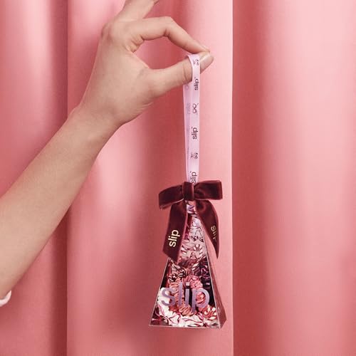 slip Skinny Scrunchies in Candy Cane Ornament Packaging: Anti-Crease, Anti-Breakage Slipsilk™ Design Protects Delicate Hair | Includes 4 Pure Silk Scrunchies - color: Candy Cane