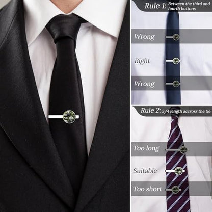 Tie Clip for Men, Tie Bar Cufflinks Set, Copper Necktie Clip And Shirt Cuff Links for Business Wedding Gift - color: Panda Family Tree