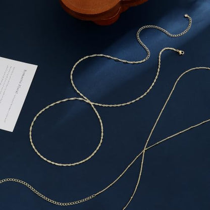 14K Gold Plated Waist Chain for Women Dainty 2Pcs Layered Belly Chain Beaded Pearl Body Chain Belt Set Waterproof Summer Beach Bikini Jewelry Accessories Adjustable Waist Beads Gift - style: 2Pcs Bead&Rope-GD