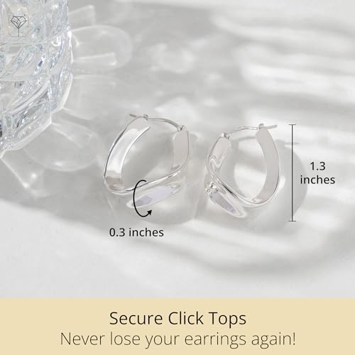 925 Sterling Silver Hypoallergenic Chunky Hoop Earrings for Women | Anti Tarnish Hoops in Various Styles by MAX + STONE - style: Wavy Hoops