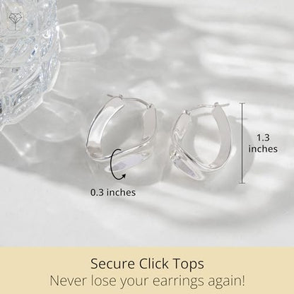 925 Sterling Silver Hypoallergenic Chunky Hoop Earrings for Women | Anti Tarnish Hoops in Various Styles by MAX + STONE - style: Wavy Hoops