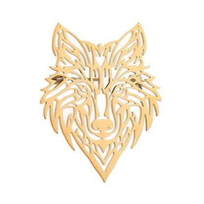Large-sized Gold Color Phoenix Bird Brooch Wolf and Lion Brooch and Pin - style: Wolf King