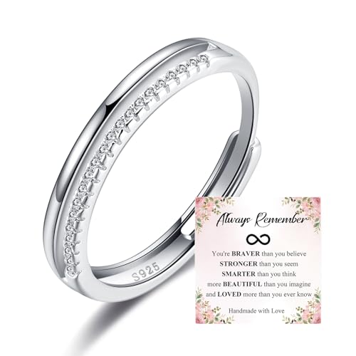 OOOPEL Sterling Silver Adjustable Ring S925 Silver Rings for Women Cubic Zirconia Twist Love Knot Dainty Ring Silver Minimalist Open Finger Rings Silver Thumb Sterling Silver Ring - color: silver-A