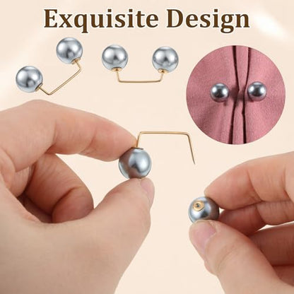 12Pcs Pearl Brooch Pins, Pearl Pin For Clothes, Artificial Faux Pearls Brooch Pearls Safety Decorative Pin, Brooches And Pins For Women Wedding Dress Blouse V-line Tops