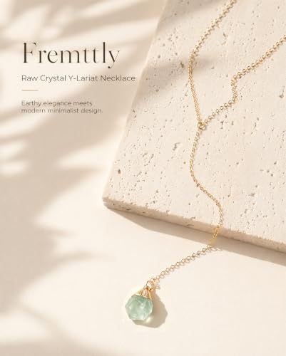 Lariat Necklace for Women Dainty Gold Long Crystal Drop Y-Shaped Necklace | 14k Gold Plated Crystal Drop Necklace Trendy Non Tarnish Simple Gold Jewelry For Wedding, Prom, Daily - color: Peridot