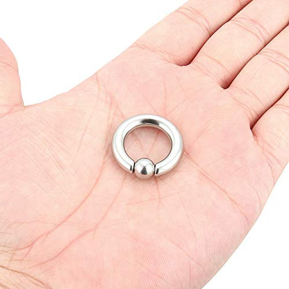 12G 10G 8G 6G 4G 2G 0G 00G Large Septum Rings Gauges Earrings Hoops 316L Surgical Steel Spring Action Captive Bead PA Ring CBR Septum Nose Rings Piercing Jewelry for Women Men - color: Silver, size: 4G=5mm Inner Dia: 5/8" (16mm)