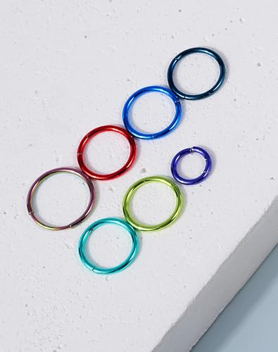 316L Stainless Steel Hoop Earrings, Hinged Segment Earrings Hoop, Cartilage Helix Conch Daith Septum Earrings Hoops - color: Green, size: 1.2*10mm