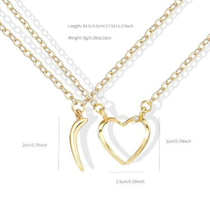 Pendant Necklace for Women, Fashion Jewelry, 14k Gold-Plated Star/Sun/Moon/Heart Set/Necklace Gift for Friends - color: Heartset-G