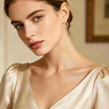 14K Gold Hoop Earrings for Women Thick Large Earrings Lightweight | Gold Plated Huggie Earrings for Women Hypoallergenic (with Gift Box) - color: Spiral CZ-30MM