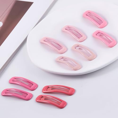 20 PCS Small Rectangle Hair Barrettes For Women Non Slips Snap Clips For Thin Fine Hair,Bright Pink,1.97 x 0.55Inch - color: Bright Pink