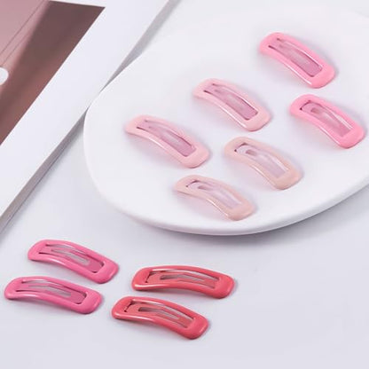 20 PCS Small Rectangle Hair Barrettes For Women Non Slips Snap Clips For Thin Fine Hair,Bright Pink,1.97 x 0.55Inch - color: Bright Pink