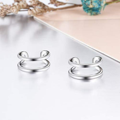 YFN Ear Cuff Wrap Earrings 925 Sterling Silver Non Pierced Cartilage Earring for Women Jewelry Gifts - color: White