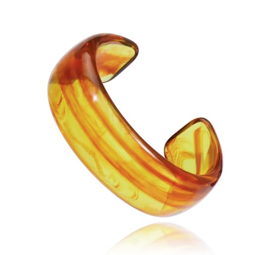 Firstmeet Wide Bold Open Cuff Acrylic Bangle - Oversized Statement Bracelet for Edgy Style - color: Amber